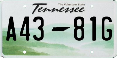 TN license plate A4381G