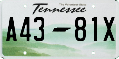 TN license plate A4381X