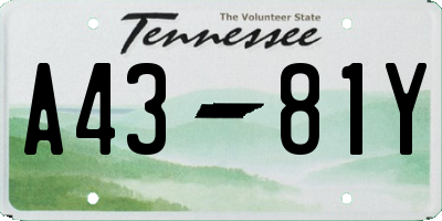 TN license plate A4381Y