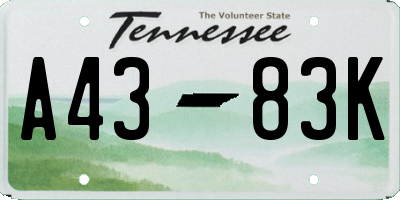 TN license plate A4383K