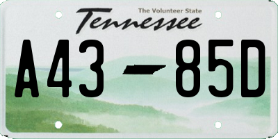 TN license plate A4385D