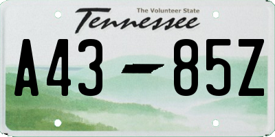 TN license plate A4385Z
