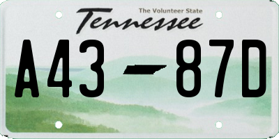 TN license plate A4387D