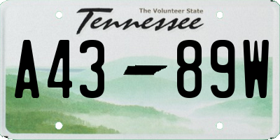 TN license plate A4389W
