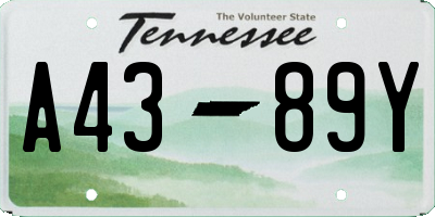 TN license plate A4389Y