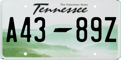 TN license plate A4389Z