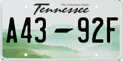 TN license plate A4392F