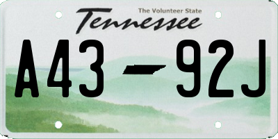 TN license plate A4392J