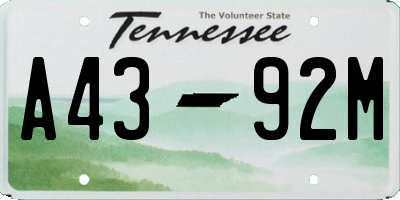 TN license plate A4392M