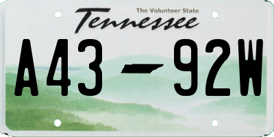 TN license plate A4392W