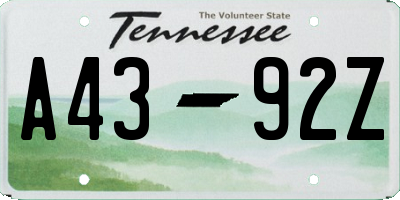 TN license plate A4392Z