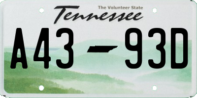 TN license plate A4393D