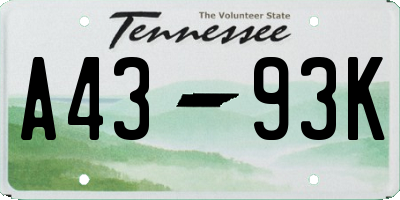 TN license plate A4393K