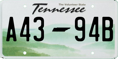 TN license plate A4394B
