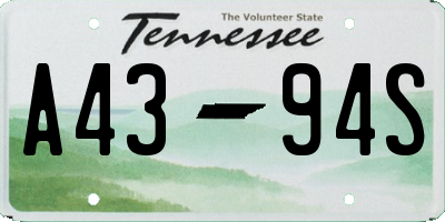 TN license plate A4394S