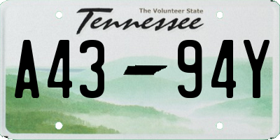 TN license plate A4394Y
