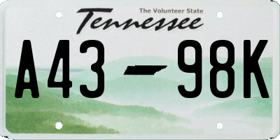 TN license plate A4398K