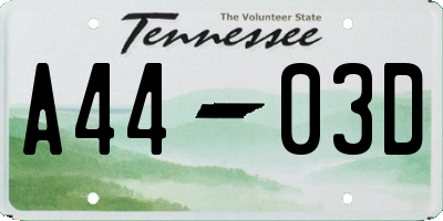 TN license plate A4403D