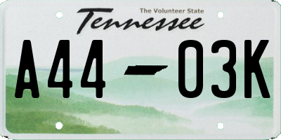 TN license plate A4403K