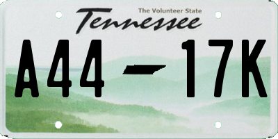 TN license plate A4417K