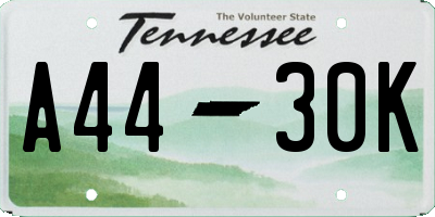 TN license plate A4430K