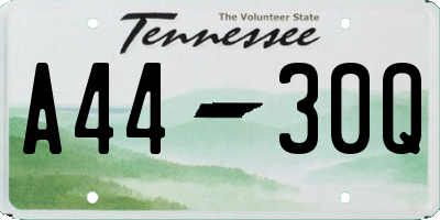 TN license plate A4430Q