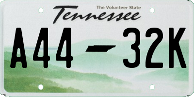 TN license plate A4432K