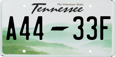 TN license plate A4433F