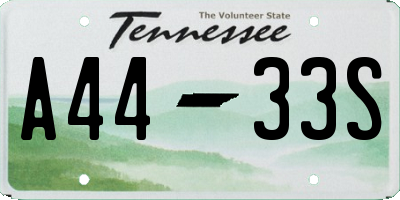 TN license plate A4433S