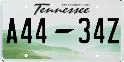TN license plate A4434Z