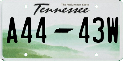 TN license plate A4443W