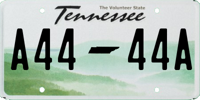 TN license plate A4444A