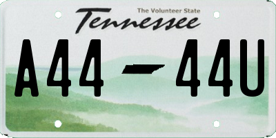 TN license plate A4444U