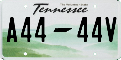 TN license plate A4444V