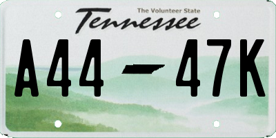 TN license plate A4447K