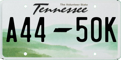 TN license plate A4450K
