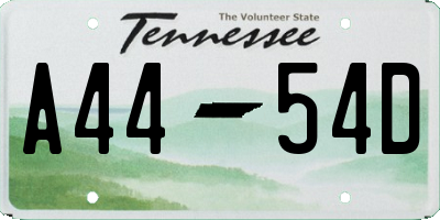 TN license plate A4454D