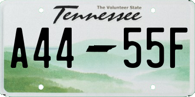 TN license plate A4455F