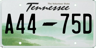 TN license plate A4475D