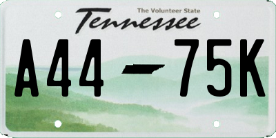 TN license plate A4475K