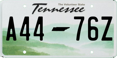 TN license plate A4476Z