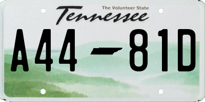 TN license plate A4481D