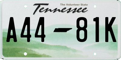 TN license plate A4481K