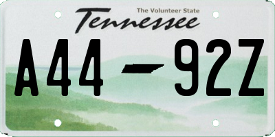 TN license plate A4492Z