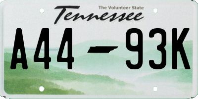TN license plate A4493K