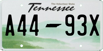 TN license plate A4493X