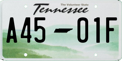 TN license plate A4501F