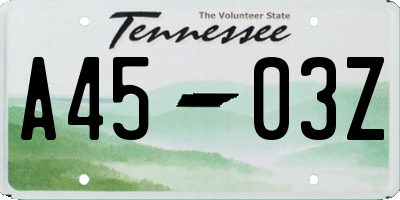 TN license plate A4503Z