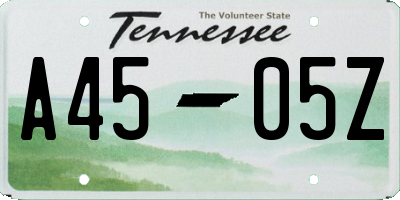 TN license plate A4505Z