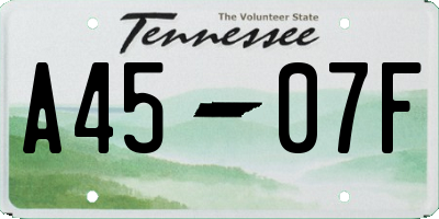 TN license plate A4507F